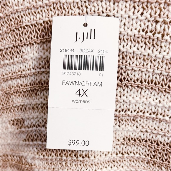 J Jill Pure Jill Tunic Sweater Plus Size 4X Ivory Fawn Tan 3/4 Sleeve Cotton NWT - Picture 5 of 7